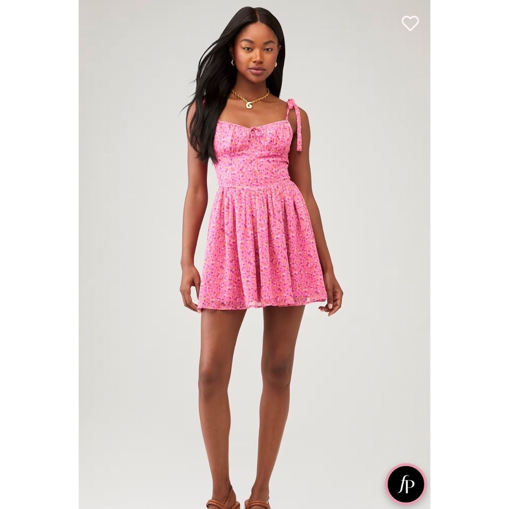 NWT SGNTR The Label Floral Tie Strap Mini Dress Pink Milkmaid Women's Small